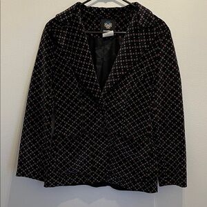 Vintage 60s 70s Panther Faux Velvet Flower Dot Blazer